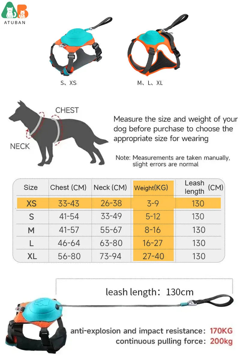 2-in-1 Dog Harness with Leash - Mixed Color